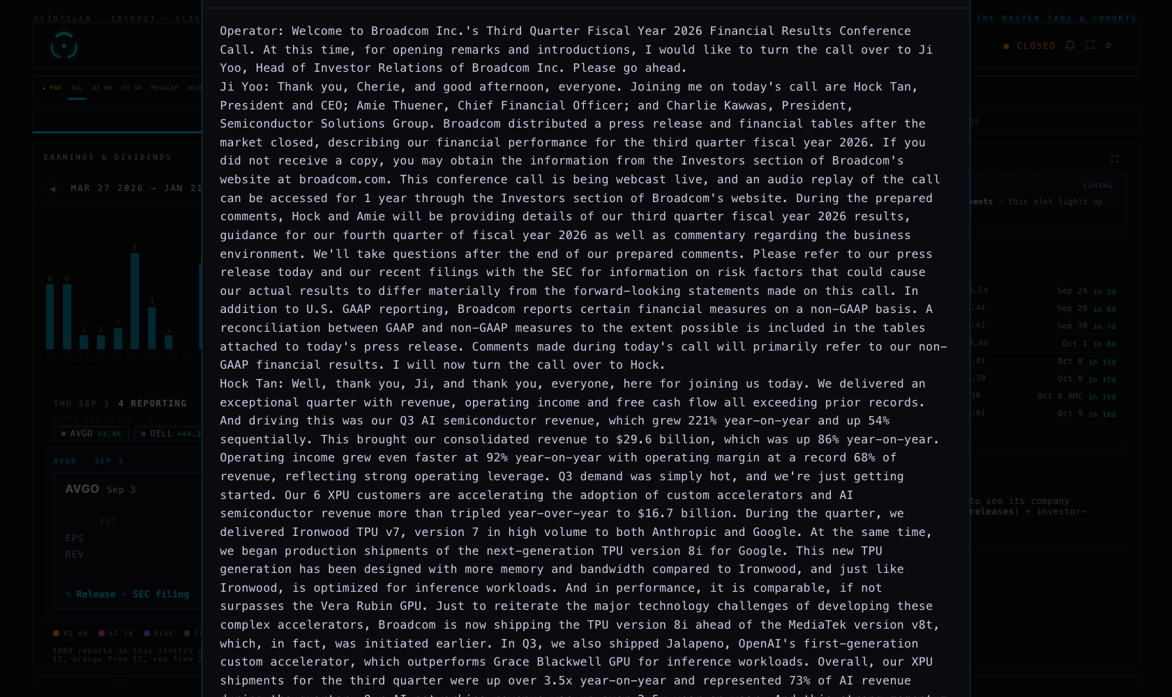 the transcript window open over the tape